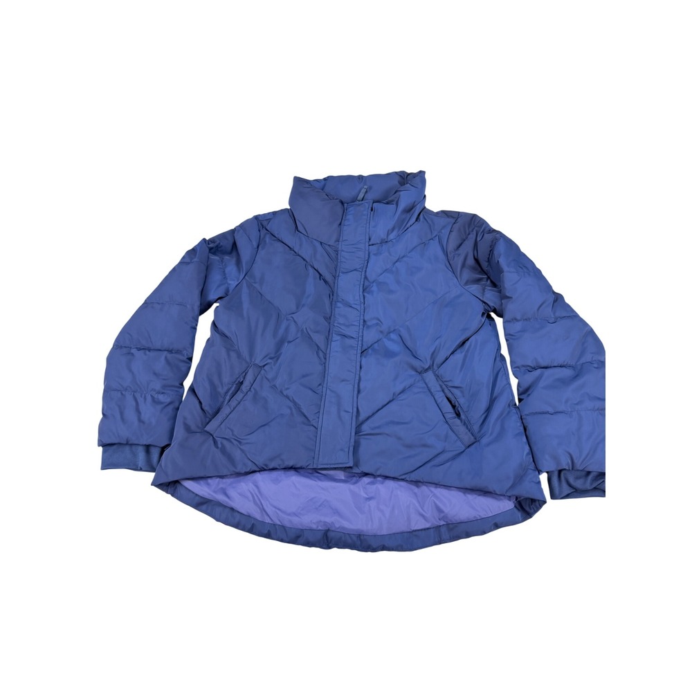 Universal Standard Blue Chevron Puffer Jacket Funnel Neck USOU1809 XS